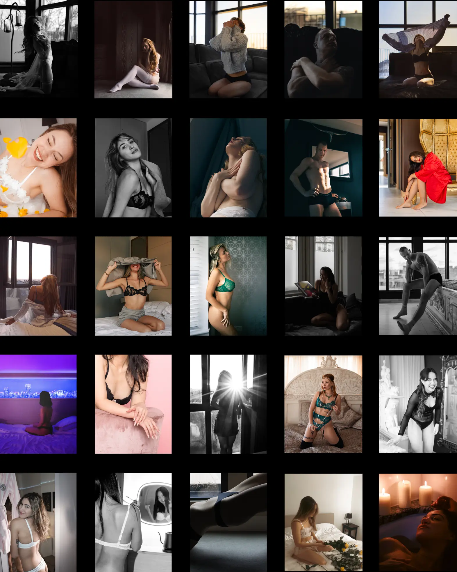 A grid of many photographs
